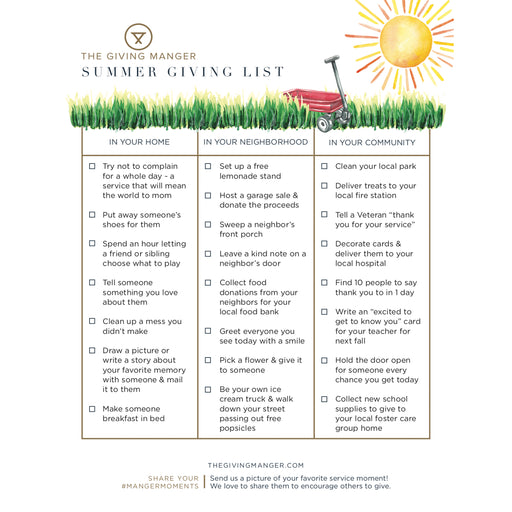 Free Printable Lists of Kind Deeds — Page 2 — The Giving Manger